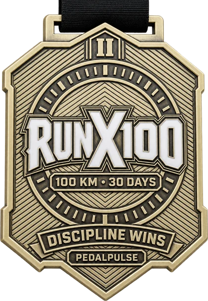 RunX100 2nd Edition finisher medal